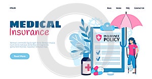 Medical insurance in case trauma in flat style vector illustration isolated.