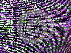 Web site codes on computer monitor. Programming code abstract technology background of software developer and Computer script.