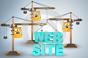 The web site construction concept with crane and letters