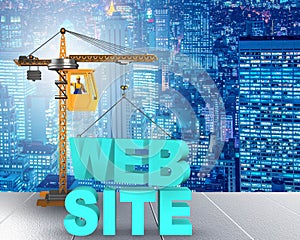 Web site construction concept with crane and letters