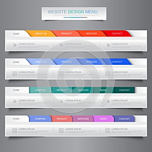 Web site design menu navigation elements with icons set: Navigation menu bars,vector design element eps10 illustration