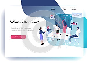 Web site design template. Agile methodology: SCRUM or Kanban for project management concept.