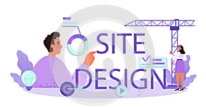 Web site design typographic header. Presenting content