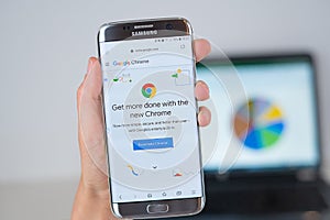 Web site of Google Chrome browser company on phone screen