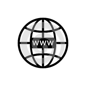 Web site icon. Www symbol for internet domain and url link. Click to link in browser. Online network and communication. Icon of