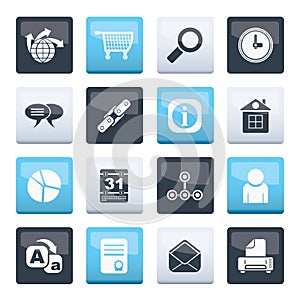 Web Site, Internet and computer Icons over color background