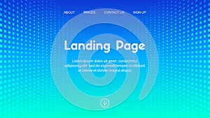 Web site landing page business template. Vector abstract minimal halftone blue background