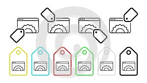 Web site settings vector icon in tag set illustration for ui and ux, website or mobile application cooking street food