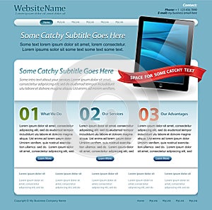 Web site template with touchscreen tablet