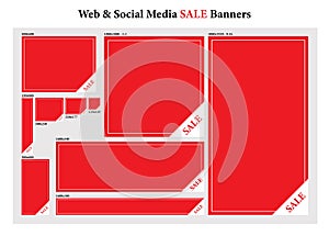Web and social media Sale Red banner template