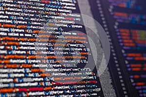 Web software developer is doing javascript coding