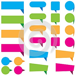 Web stickers, tags, and labels of Blue, green, orange, and pink template isolated