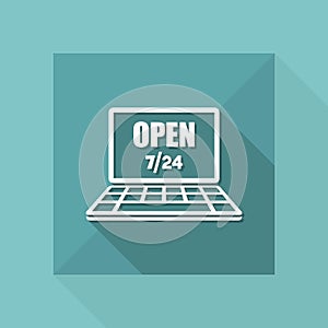 Web store open 7/24 - Vector flat icon