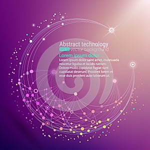Technological development and communication. Abstract futuristic background with dots and lines. Vector illustration.