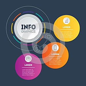 Web Template of a chart  infographic  mind map. Vector Business presentation or infographic with 3 options. 3-steps Dynamic