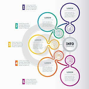 Web Template of a chart, mindmap or diagram with 5 steps. Vector