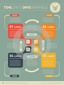 Web Template for circle diagram or presentation. Business concept with 4 options or processes. Vector illustration with logo.