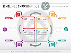 Web Template for circle diagram or presentation. Business concept with 4 options. Vector infographic of technology or education p