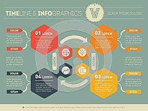 Web Template for circle diagram or presentation. Business concept with four options. Vector infographic of technology process wit