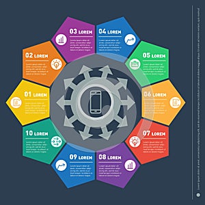 Web Template of a circle infochart, diagram or presentation.