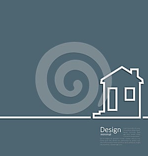 Web template house logo in minimal flat style cleaness line