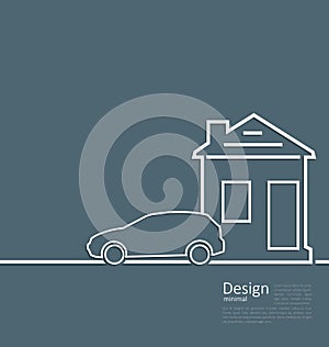 Web template house and parking car logo in minimal flat style