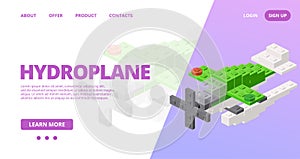 Web template with a hydroplane. Vector