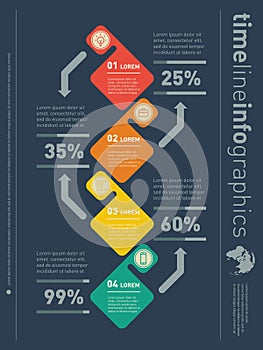 Web Template for vertical diagram or presentation. Business concept with 4 options. Part of the report. Vector