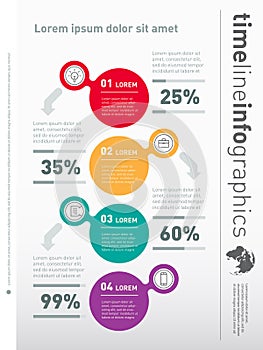 Web Template for vertical diagram or presentation. Business concept with 4 options. Part of the report. Vector