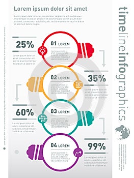 Web Template for vertical diagram or presentation. Business concept with 4 options. Part of the report. Vector