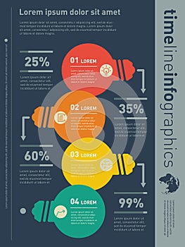 Web Template for vertical diagram or presentation. Business concept with 4 options. Part of the report. Vector