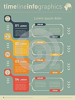 Web Template for vertical diagram or presentation. Business concept with 4 options. Vector infographic of technology or education