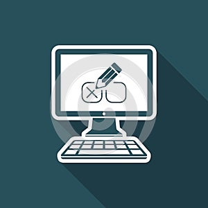 Web test with multiple choice questions - Vector web icon