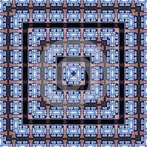 Web texture or banner pattern background square led light, pattern in blue and black