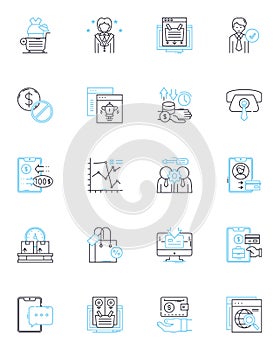 Web trading linear icons set. Stocks, Forex, Cryptocurrency, Commodities, Options, Futures, Trading line vector and