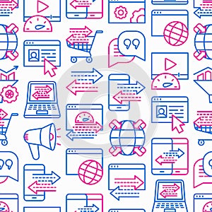 Web traffic seamless pattern with thin line icons