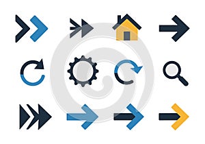 Web UI Icons: Arrows, Home, Gear, Refresh