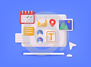 Web UI-UX design, web development concept. Web design, application design, coding. 3D Web Vector Illustrations