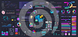 Web, UI, UX graphic elements set for mobile app, dashboard, web design