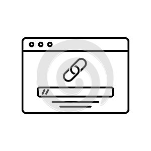 Web url icon with link chain and address bar in a browser