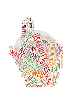 Web Usability word cloud hand shape