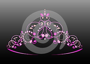 Web vector crown, tiara with gems of pink color..