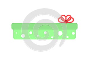 Web Vector flat icon of an elegant rectangular lime gift box with red bow. Gift box with polka-dot pattern. Element of decoration.