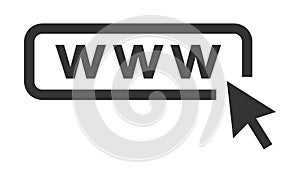Web vector icon with arrow. Website icon with cursor on move