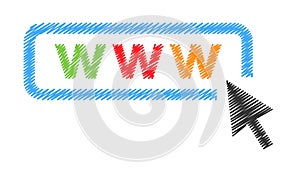 Web vector icon with arrow. Website icon with cursor on move