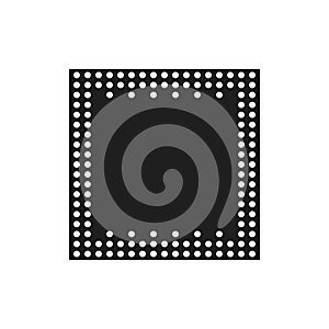 Web Vector Icon of computer chips. The processor has the inscription: CPU, chip, micro-chip, processor. Isolated on a blank, edita
