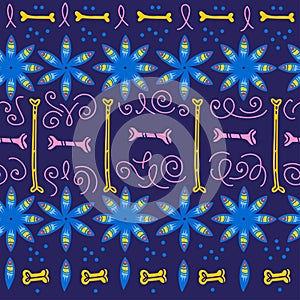 Vector seamless pattern with Mexico traditional celebration decor elements