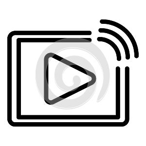 Web video player stream icon, outline style
