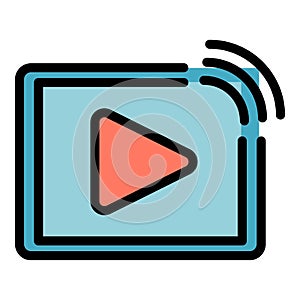 Web video player stream icon color outline vector