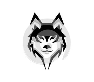 Web wild wolf head, simple vector logo, can be used for web, business and icon purposes. can also describe a strong company